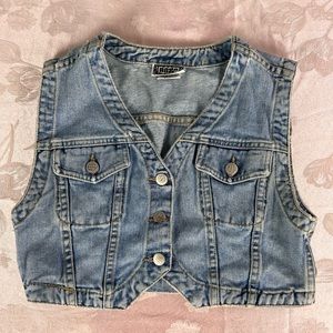 Vtg 90s Y2k Nada Nuff By Contempo Casuals Women's Junior Sz S Vest Ligh Wash